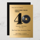 Invitation 40e Anniversaire simple disque vinyle (Devant / Derrière)