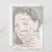 Invitation 40e anniversaire simple photo élégante (Devant)