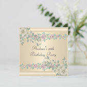 Invitation 40e anniversaire Soft Jolie Crème Floral 2 (Debout devant)