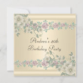 Invitation 40e anniversaire Soft Jolie Crème Floral 2 (Devant)