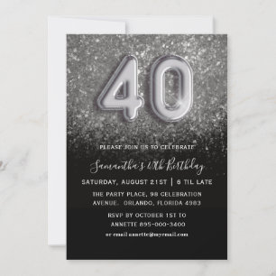 Invitation 40e anniversaire Soie et Parties scintillant noire