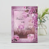 Invitation 40e Anniversaire Soirée élégante Rose Rose boîte c (Debout devant)