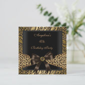 Invitation 40e Anniversaire Soirée Gold Leopard Brown Noir (Debout devant)