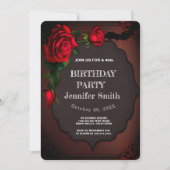 Invitation 40e Anniversaire Soirée gothique Rose rouge (Devant)