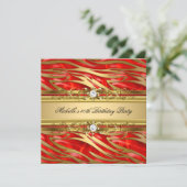 Invitation 40e Anniversaire Soirée Rouge Or Zèbre Diamant (Debout devant)