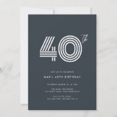 Invitation 40e anniversaire Sombre minimal (Devant)