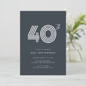 Invitation 40e anniversaire Sombre minimal (Debout devant)