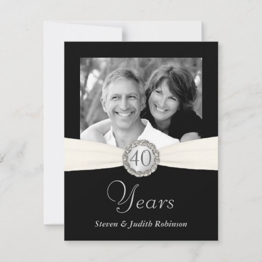 Invitation 40e Anniversaire - Style Faux Pochette - PETIT (Devant)