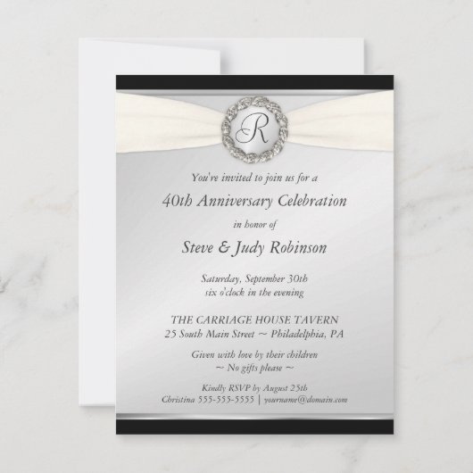 Invitation 40e Anniversaire - Style Faux Pochette - PETIT (Dos)