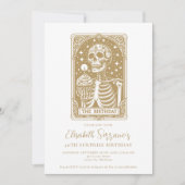 Invitation 40e Anniversaire surpris Tarot gothique or (Devant)