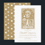 Invitation 40e Anniversaire surpris Tarot gothique or<br><div class="desc">Une 40ème invitation surprise de fête d'anniversaire dans le style d'une carte tarot or,  avec squelette et cupcake d'anniversaire et bougie. Une drôle d'occulte gothique. L'invitation est disponible en version imprimée,  en téléchargement numérique ou les deux.</div>