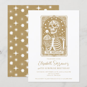 Invitation 40e Anniversaire surpris Tarot gothique or