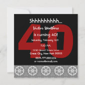 Invitation 40e anniversaire surprise Black White Red V13 (Dos)