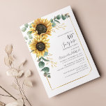 Invitation 40e anniversaire surprise Fête de la verdure fleur<br><div class="desc">Créez une invitation à fêtes d'anniversaire fleurie surprise en utilisant notre joli modèle avec tournesols,  végétation eucalyptus avec cadre géométrique sur arrière - plan blanc. Cliquez facilement sur le bouton "Personnaliser" pour accéder aux détails</div>