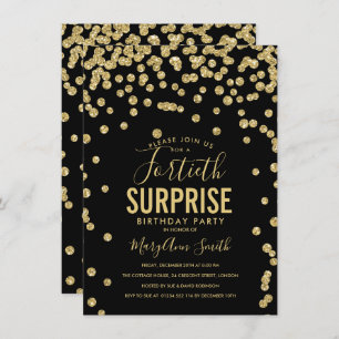 Invitation 40e anniversaire surprise Gold Black