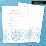 Invitation 40e anniversaire Surprise Party Blue Snowflake<br><div class="desc">Des flocons de neige bleu très élégants créent une jolie bordure le long du fond de cette invitation à l'anniversaire adulte. Moderne et minimaliste,  le design est ouvert et aéré. L'esthétique contemporaine plaira à tous les âges.</div>