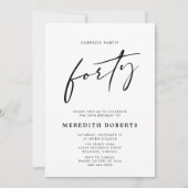 Invitation 40e anniversaire Surprise Party Chic moderne Scrip (Devant)