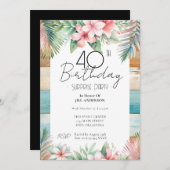 Invitation 40e anniversaire Surprise Party Tropical (Devant / Derrière)