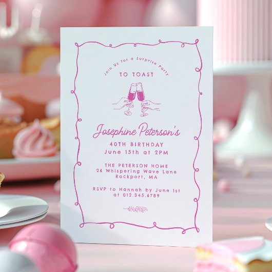 Invitation 40e anniversaire Surprise Party Whimsical Doodle