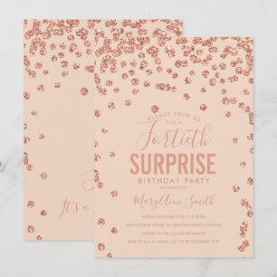 Invitation 40e anniversaire surprise Rose Gold Blush Pink