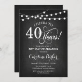 Invitation 40e anniversaire - tableau noir blanc (Devant / Derrière)