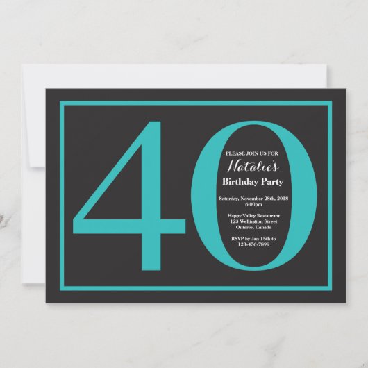 Invitation 40e Anniversaire Tableau Noir Sable et Noir (Devant)