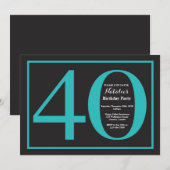 Invitation 40e Anniversaire Tableau Noir Sable et Noir (Devant / Derrière)