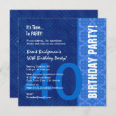 Invitation 40e anniversaire teintes modernes de bleu B40 (Devant / Derrière)