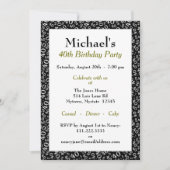 Invitation 40e anniversaire Thème de fête Motif noir et blanc (Devant)