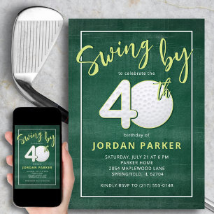 Invitation 40e Anniversaire Thème de Golf Swing par Stylish G