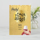 Invitation 40e anniversaire Thème noir et or (Debout devant)