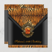 Invitation 40e anniversaire Tiger Black Orange Stripe (Devant / Derrière)