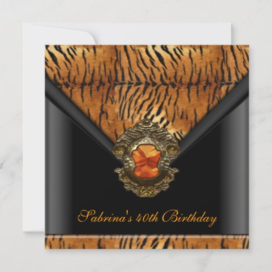 Invitation 40e anniversaire Tiger Black Orange Stripe (Devant)