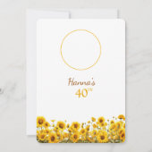 Invitation 40e anniversaire Tournesol Rustique photo florale (Dos)