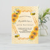 Invitation 40e anniversaire tournesols jaune été rustique (Debout devant)