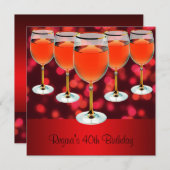 Invitation 40e Anniversaire Verre rouge (Devant / Derrière)