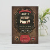 Invitation 40e anniversaire Vintage Chalkboard & Wood (Debout devant)
