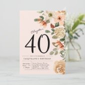 Invitation 40e anniversaire Vintage Floral (Debout devant)