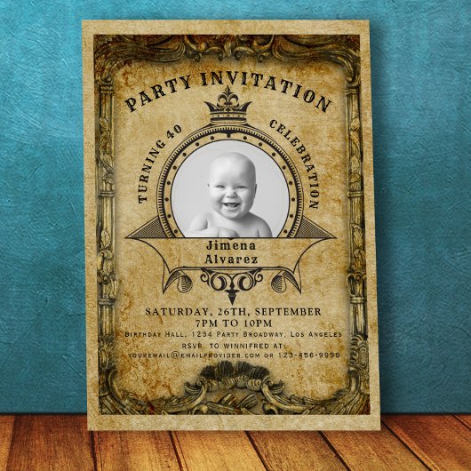 Invitation 40e anniversaire Vintage Retro Photo Surprise Part