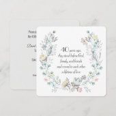 Invitation 40e anniversaire Watercolor Wreath (Devant / Derrière)