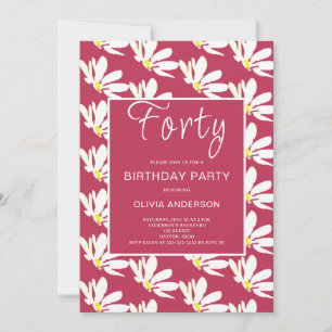 Invitation 40e anniversaire White Floral Daisy