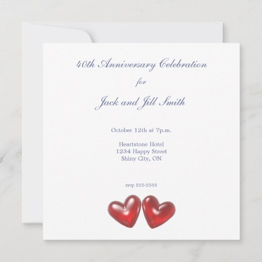 Invitation 40e Anniversary Ruby Hearts (Dos)