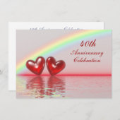 Invitation 40e Anniversary Ruby Hearts (Devant / Derrière)