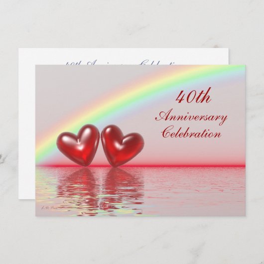 Invitation 40e Anniversary Ruby Hearts (Devant / Derrière)