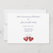 Invitation 40e Anniversary Ruby Hearts (Dos)