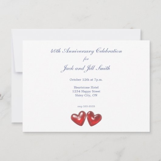 Invitation 40e Anniversary Ruby Hearts (Dos)