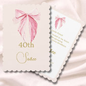 Invitation 40e aquarelle rose élégant Bow d'anniversaire