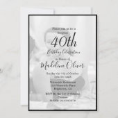 Invitation 40e Classy Monogramme noir blanc photo Anniversair (Devant)