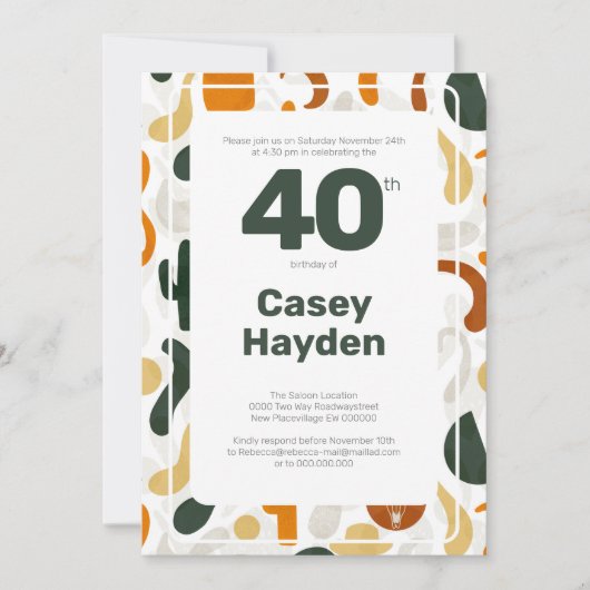 Invitation 40e cow-boy cactus casquette de style occidental (Devant)