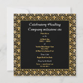 Invitation 40e damas noir d'or élégant (Dos)